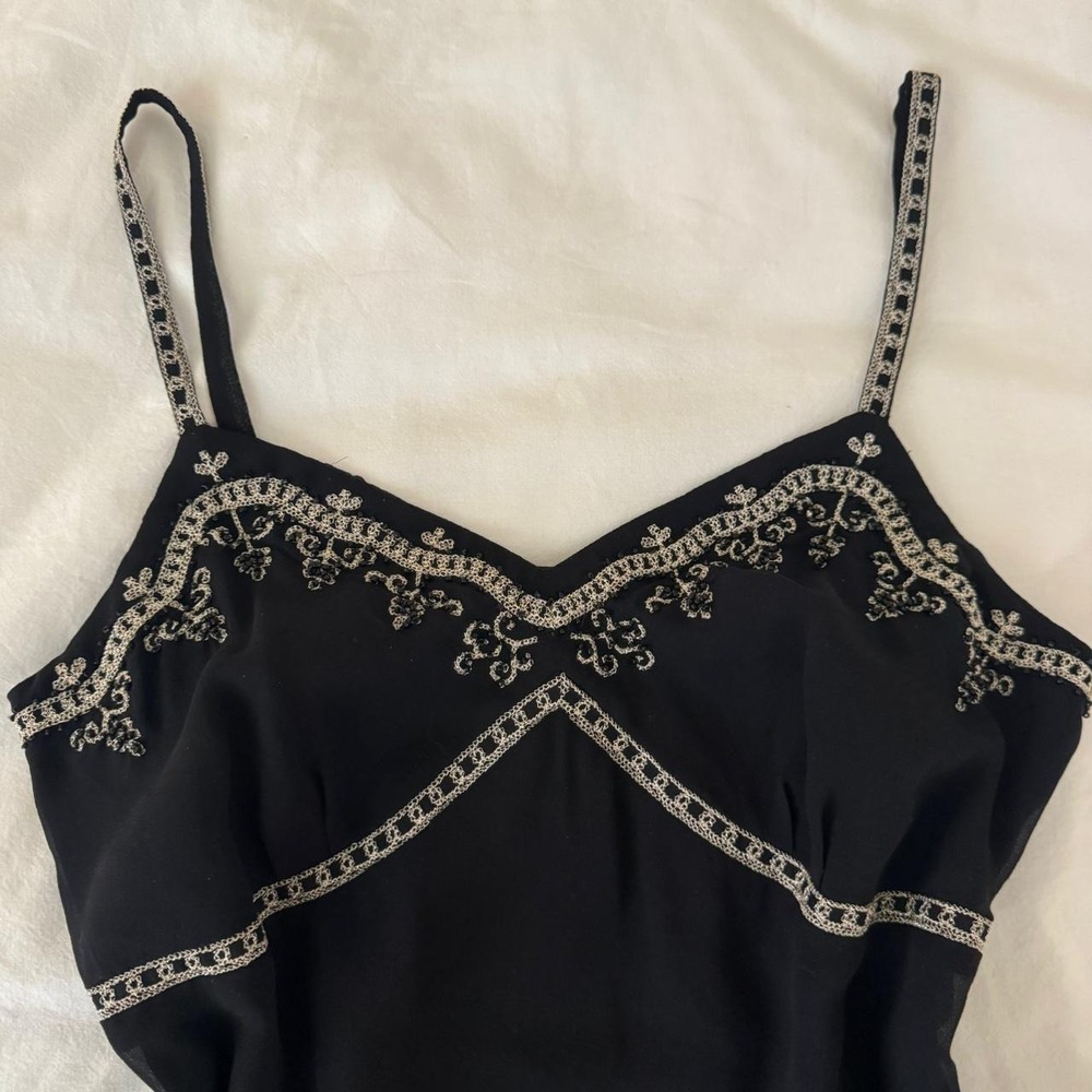 Vintage Ann Taylor 100% Silk Beaded Babydoll Tank Top - Picture 3 of 8